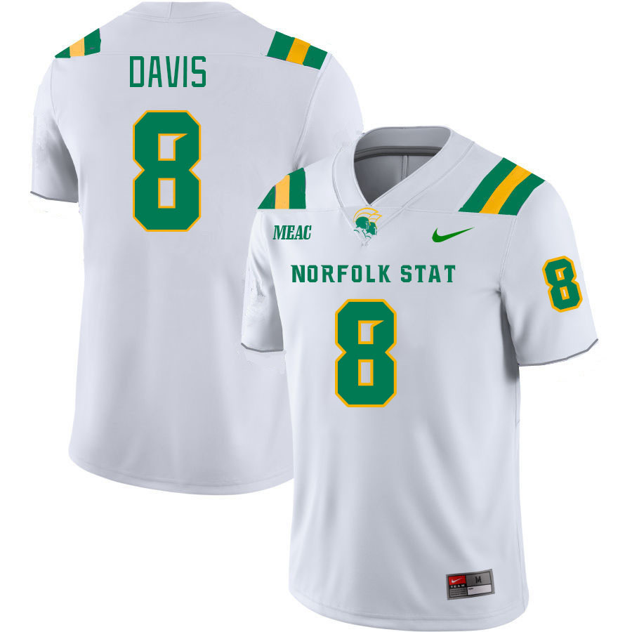 Men-Youth #8 Kyler Davis Norfolk State Spartans 2023 College Football Jerseys Stitched-White